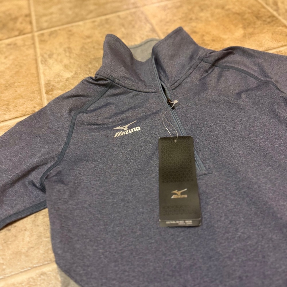 Mizuno Performance Womens XXS Quarter Zip Pullover Heather Navy Grey 440573 - Picture 2 of 14